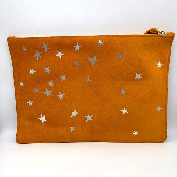 CLARE V Star Pattern Flat Clutch Pouch - Mustard Yellow - Picture 7 of 11